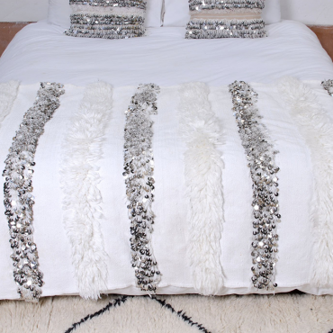 Handira Steely White Moroccan Wedding Blanket