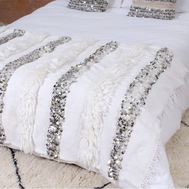 Handira Steely White Moroccan Wedding Blanket